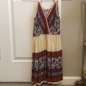 Blu pepper orange and blue scarf print dress